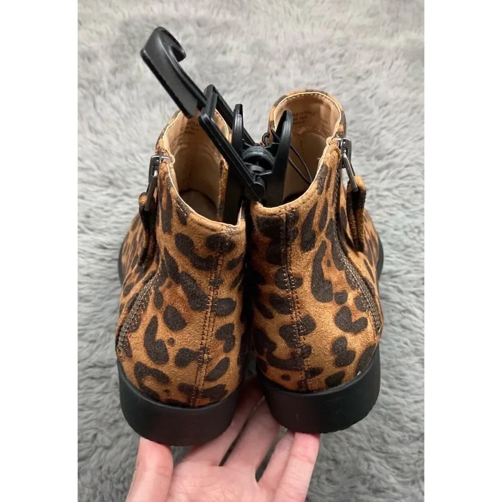 Brown leopard print ankle boots
